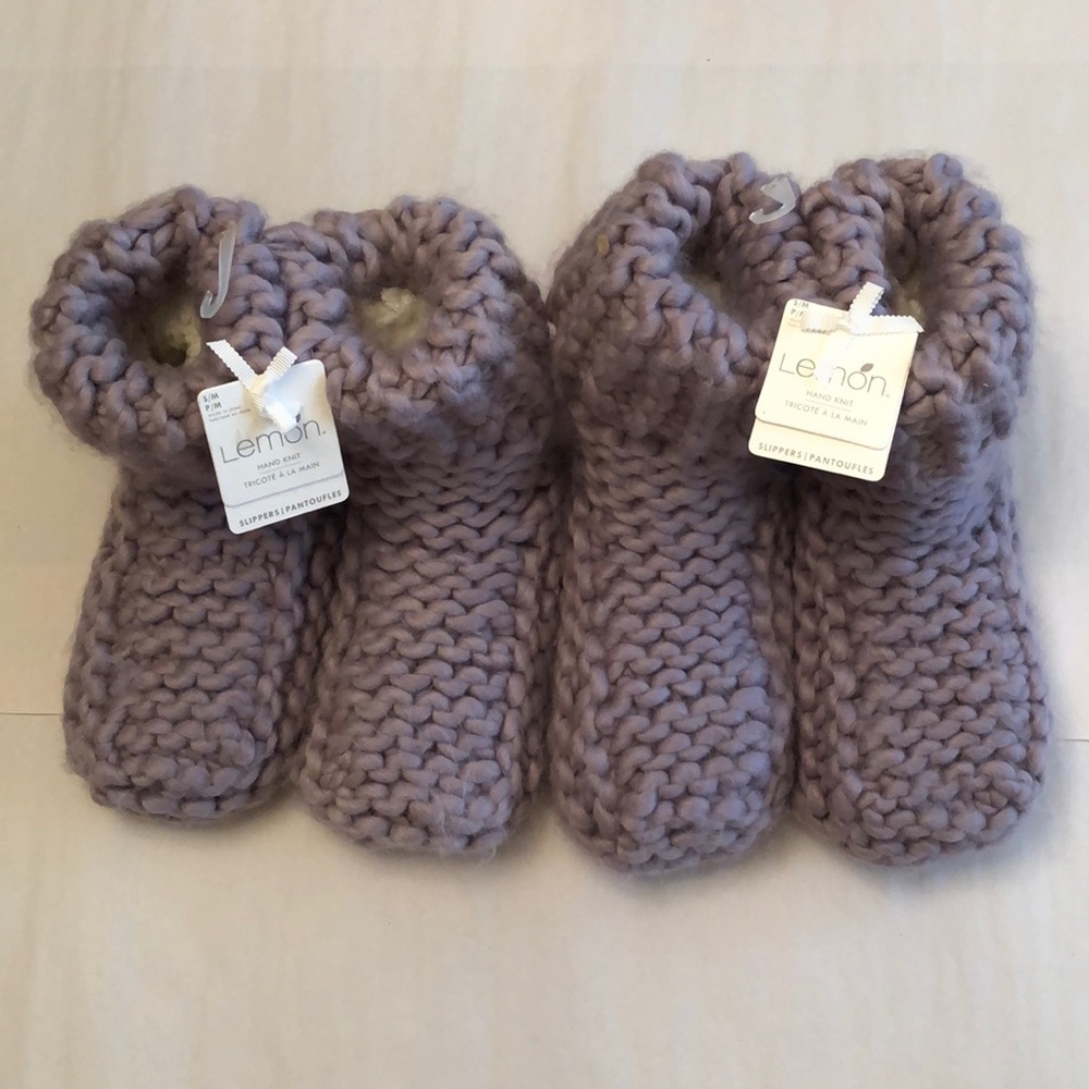 LEMON Slippers, Hand Knit, 2 Pairs
